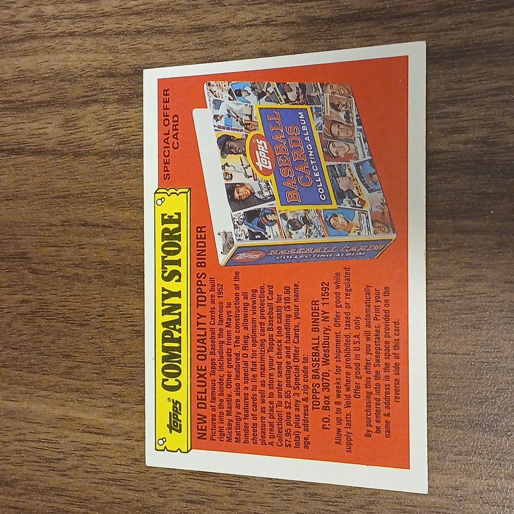 The company store 2.5 in x 3.5 in red yellow brown baseball card